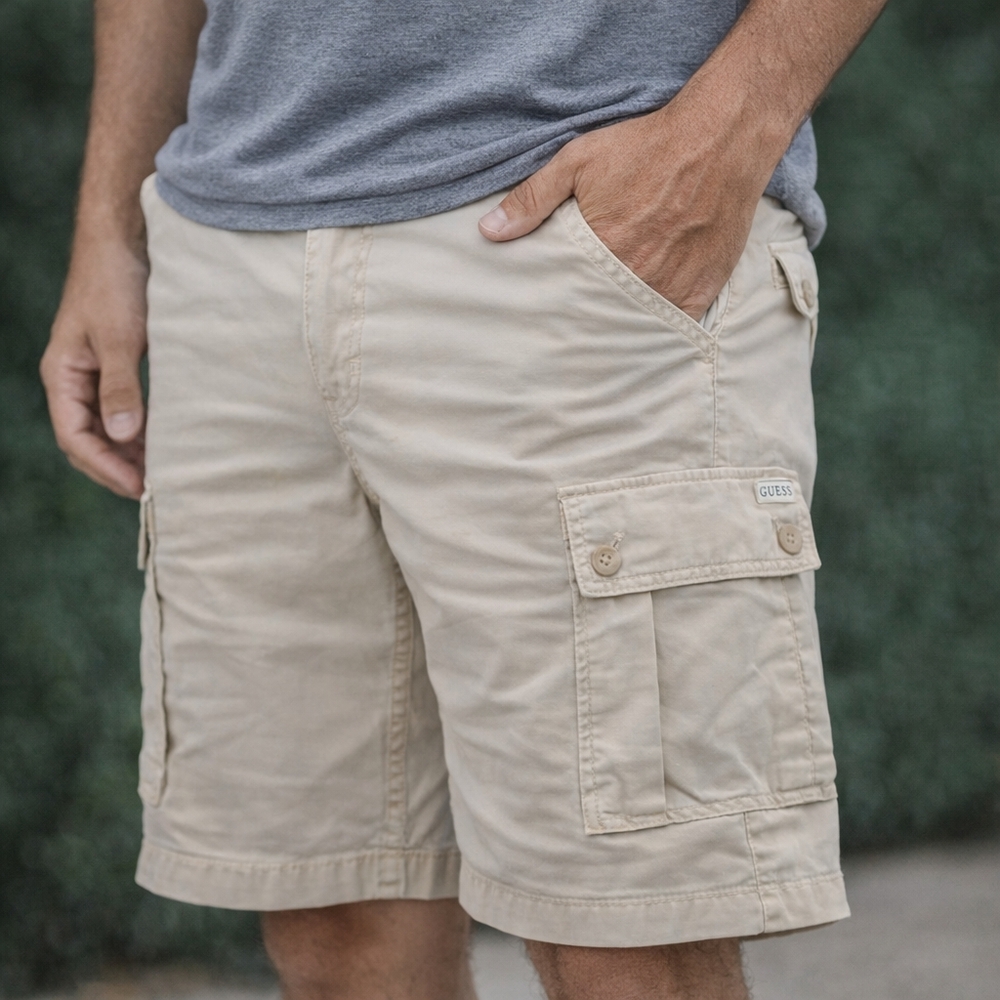 Guess Men's Khaki Cargo Shorts.